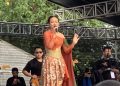 Yura Yunita tampil di Joyland Fest Bali yang digelar di Peninsula Island pada Jumat (17/3/2023). (Siti Mu'amalah)